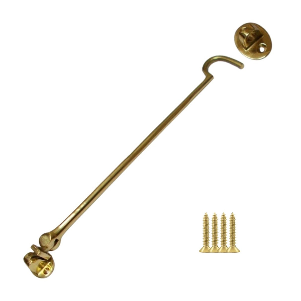 12" Plain Polished Brass Cabin Hook By Ironmongery World 5057067943394