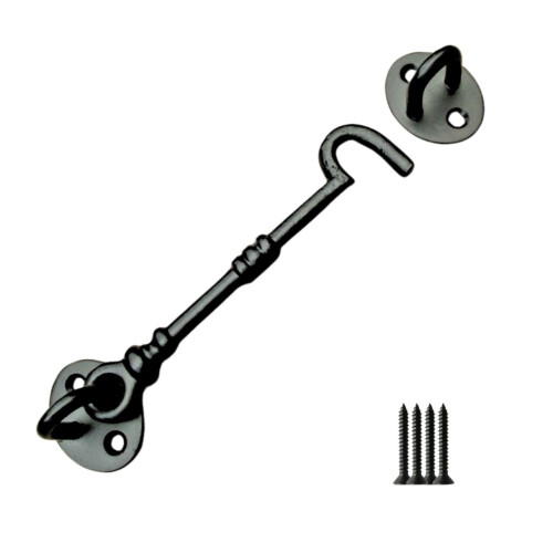 8" Knotted Cast Iron Cabin Hook Black Antique