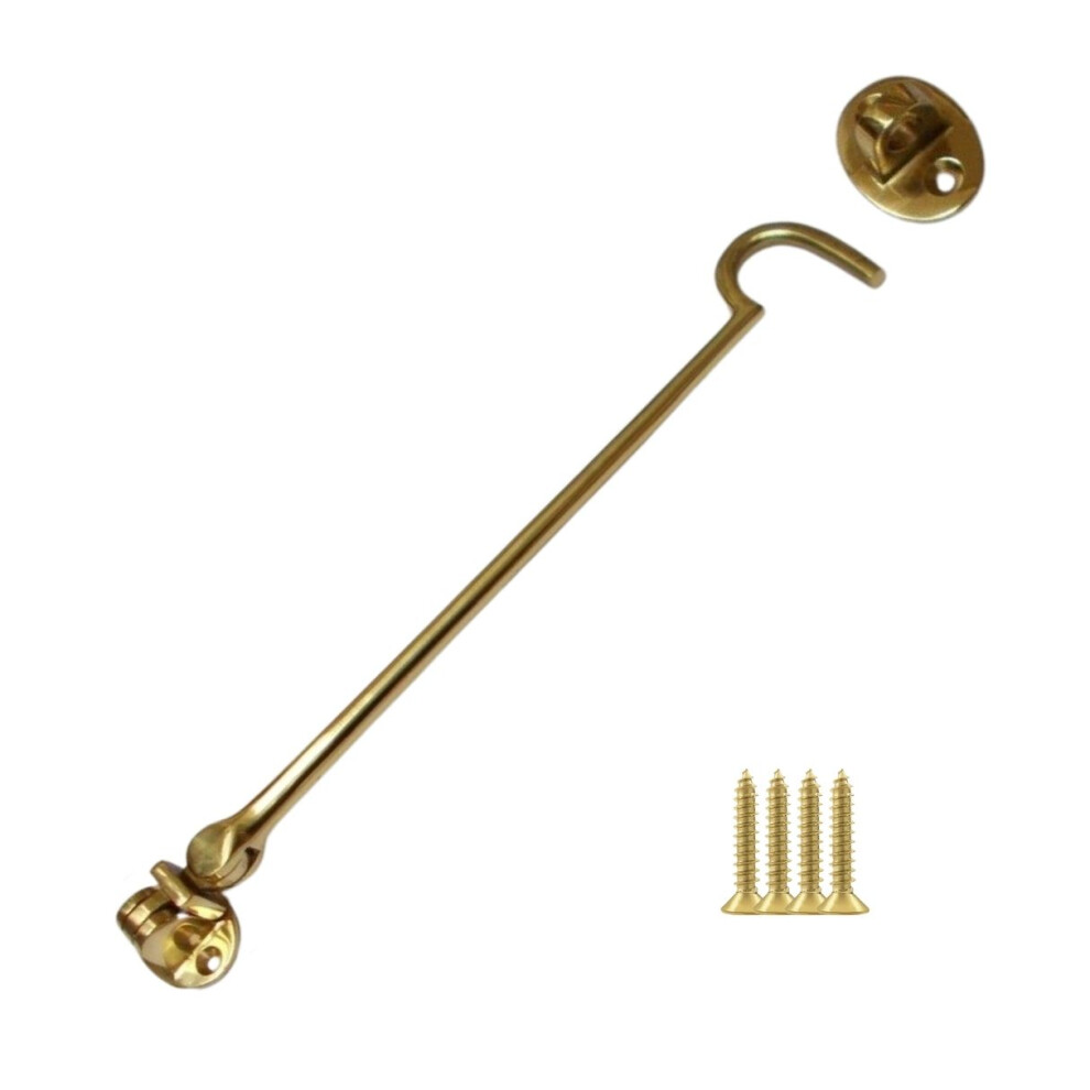 10" Plain Polished Brass Cabin Hook By Ironmongery World 5057067943387
