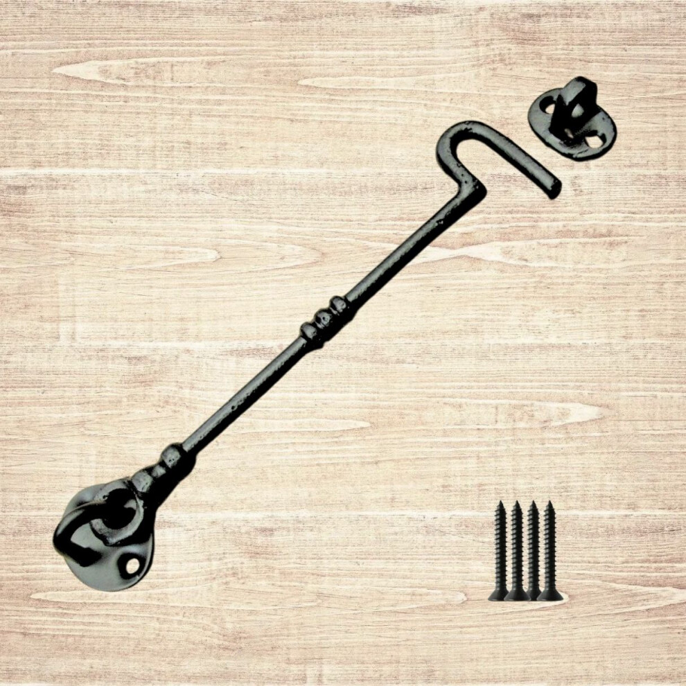 10" Knotted Cast Iron Cabin Hook Black Antique By Ironmongery World 5057067923419