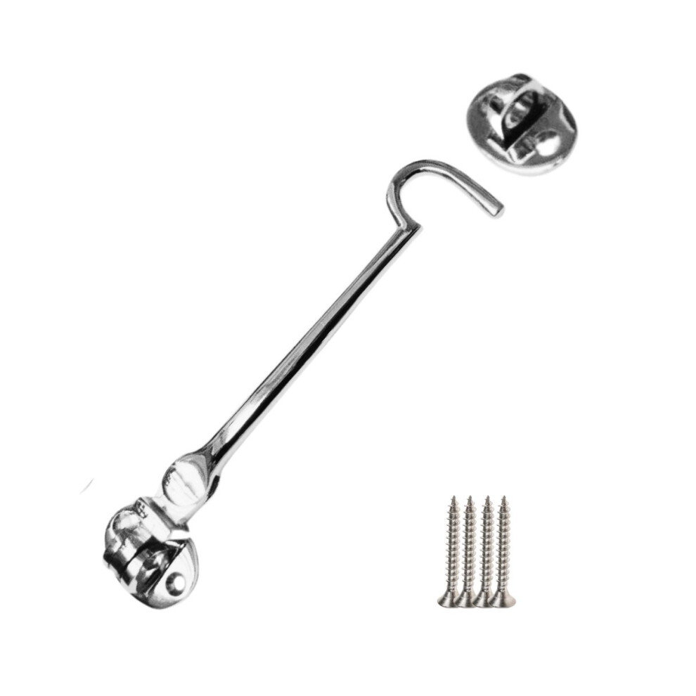 6" Plain Polished Chrome Cabin Hook By Ironmongery World 5057067597436