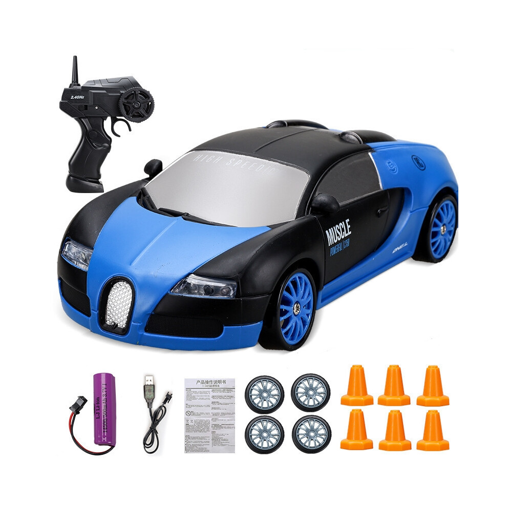 (Blue) 2.4G 1:24 4Wd Drift Rc Car, 3.7V, Gtr Model, Kids Remote Control Toy Blue 123643888115