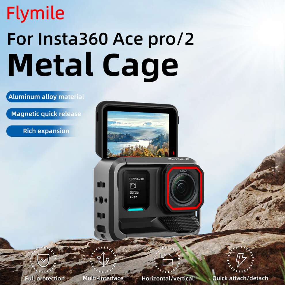 For Insta360 Ace Pro 2 Camera Metal Rabbit Cage Expansion Protective Frame 320997475040