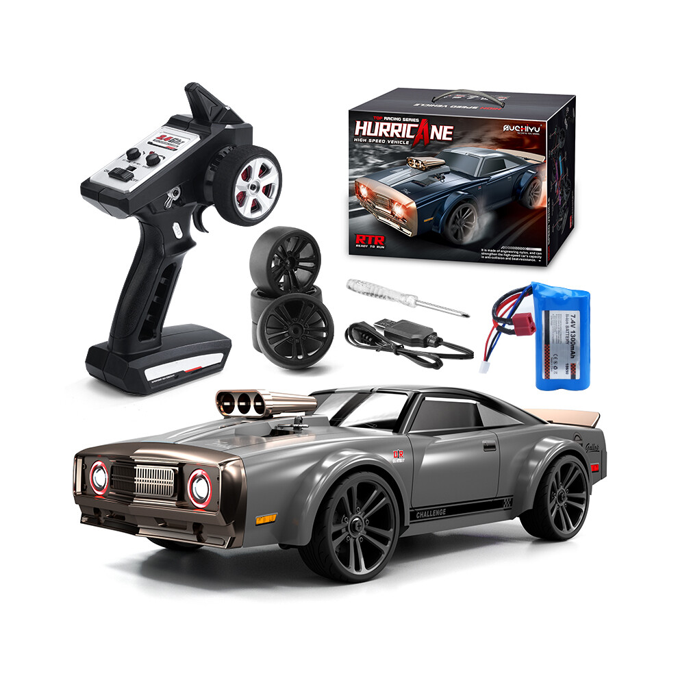 (Gray) 1:16 2.4G 4Wd Remote Control Retro Muscle Car 35Km/H Model Car Drift Rc Car Gray 320997498520