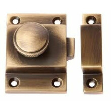 Round Knob Cupboard catch Antique Burnished Brass