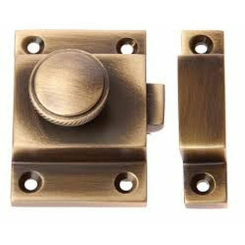 Round Knob Cupboard catch Antique Burnished Brass