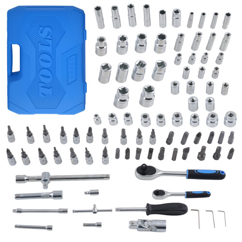 94 Piece Socket Set CRV 1/4 1/2 Drive Metric Hex Star Bits Ratchet Tools 1