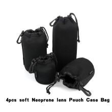 4PCS DSLR Lens Pouch Lens Barrel Pouch Neoprene Lens Pouch Flexible Lens Covers