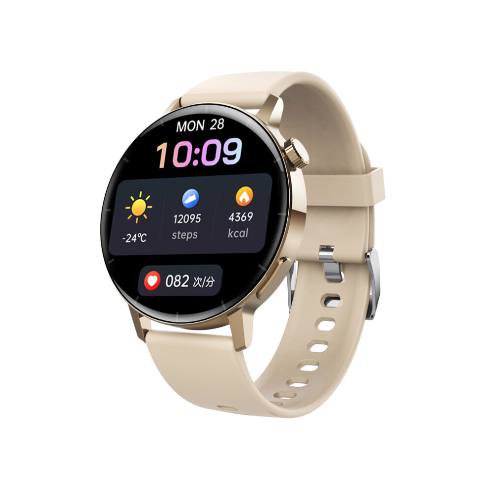 (Champagne Silicone) Blood Glucose Measuring Bracelet Heart Rate Blood Pressure Detection Smart Watch 320997492764