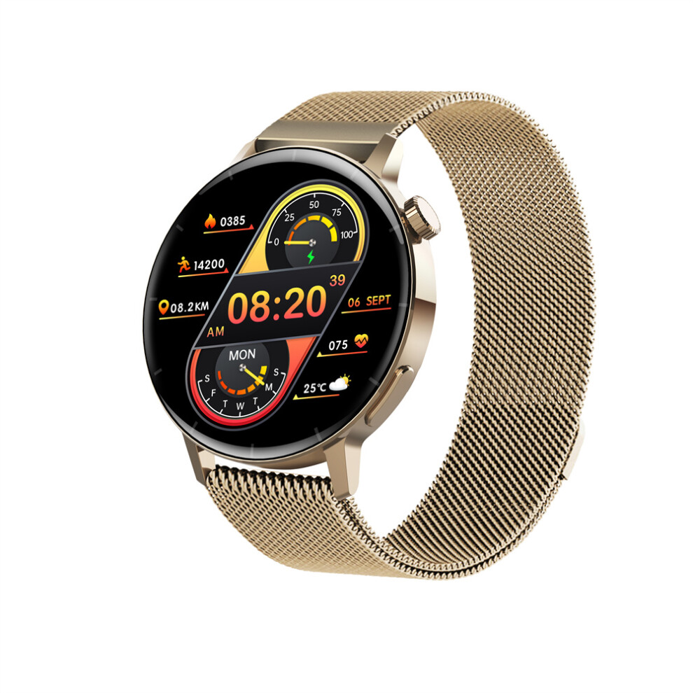 ( Steel Milano) Blood Glucose Measuring Bracelet Heart Rate Blood Pressure Detection Smart Watch Gold 320997492795