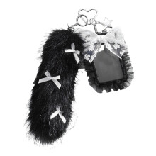 Retro glitter staart kant strik sleutelhanger-Zwart