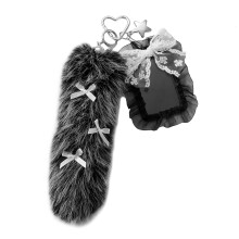 Trendy pluche vlindersleutelhanger met-Zwart en wit