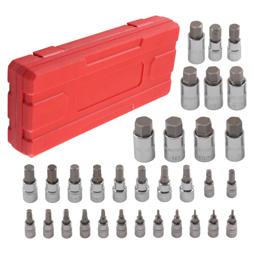 1/4 3/8 1/2 Drive 32pc Hex Bit Socket Set S2 Steel Metric Imperial 2