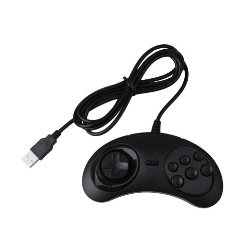 Gamepad Wired 6-Key Usb Game Controller Joypad For   / Md Pc / 2 Y1301 /  Mega Drive Black Plastic