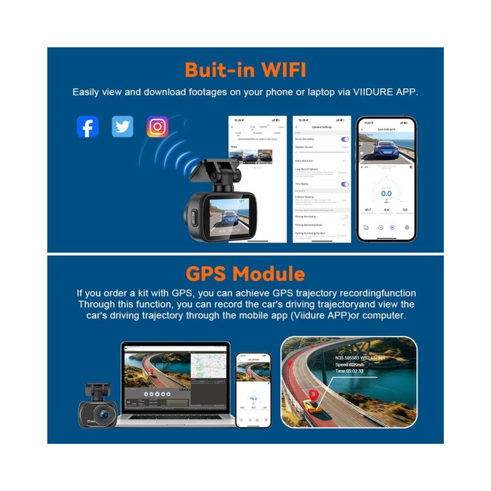 Car Dash Cam 4K Uhd Recording Car Camera Dvr Night Vision Video Recorder Dual Lens 4K Rear View Camera 4711106225384