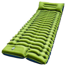 Ultralight Camping Sleeping Pad with Pillow Built-in Foot Pump Inflatable Sleeping Mat Compact for Hiking Traveling