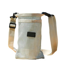 1PC Portable Sport Water Bottle Mesh Sleeve Bag, Cover Case Pouch, Essential Camping Universal Drinkware Accessory Beige