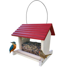 Practical Wooden Bird Feeder Hanging Shelter Bird House For-Red
