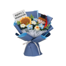 Stylish Crochet Graduation Bouquets-Blue graduation bouq