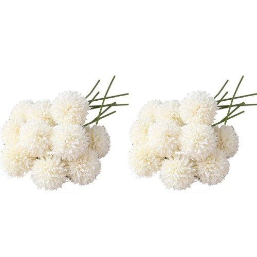Artificial Flowers Chrysanthemum  Flowers Bouquet 20Pcs Present for Important People Glorious Moral(White)