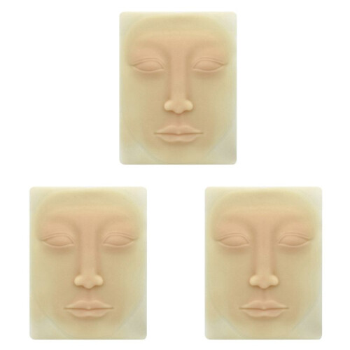 3X Beginner 3D Silicone Permanent Makeup Tattoo Training Practice Fake Skin Blank for Microblading Face