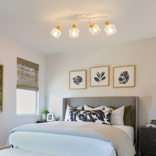 Goeco White Ceiling Light with 4 Adjustable Spotlights E27 Ceiling Spotlight 2