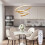 Goeco Pendant Light LED Dimmable, with Remote Control Modern Chandelier Gold 2