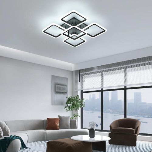 Goeco LED Ceiling Light, 61W 6500K Black Square Design Acrylic Ceiling Light 1
