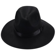 Chapeaux Casquettes Unisexes Pour Hommes Femmes Feutre Feutre Panama Feutre Dur À Bord Large Droit Noir