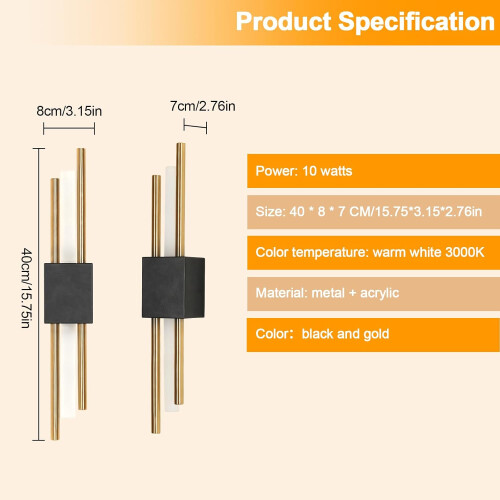 Goeco LED Indoor Wall Light, 40cm, 10W, 3000K, Creative Modern Wall Light 1