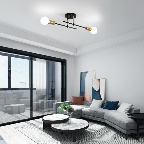 Goeco Ceiling Light Vintage E27 Black Gold Ceiling Light Retro Ceiling light 1