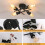 Goeco Vintage Ceiling Light Black 4 Lamps Industrial Ceiling Light E27 Base 9