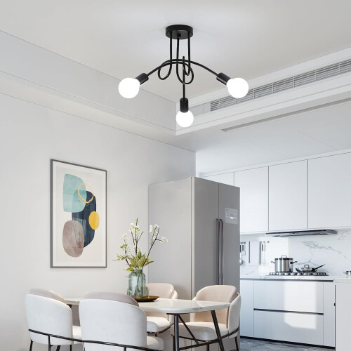 Goeco Industrial Ceiling Light, E27, Black, Creative Chandelier, 40 cm 2