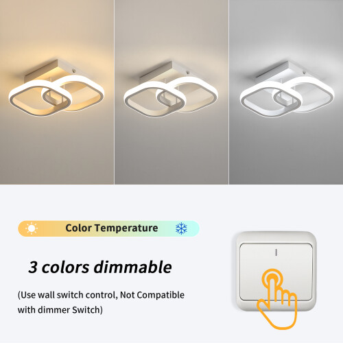 Goeco LED Ceiling Light, Modern, 22 W, Square, White, 3000K/4500K/6500K 1