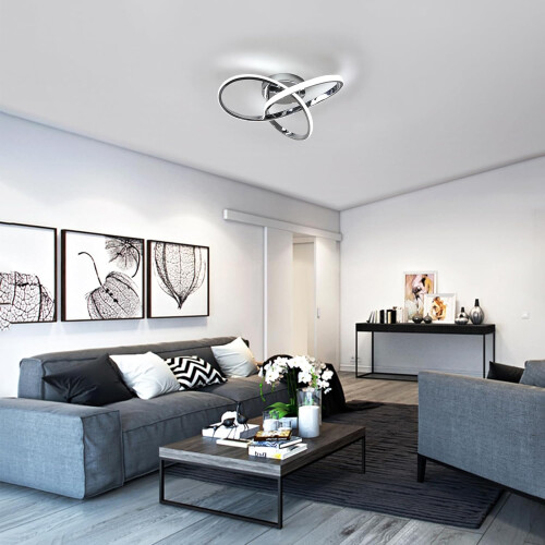 Goeco LED Ceiling Light, Dimmable, Bedroom Ceiling Light, 36W, Modern Silver 1