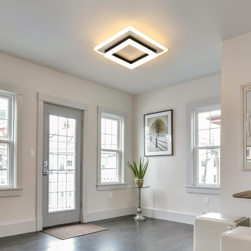 Goeco LED Ceiling Light, Modern Geometric Ceiling Light, 24W, White  Acrylic 1