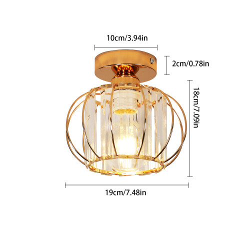 Goeco Ceiling Light Crystal Modern, E27, Ceiling Light Semi-Flush Mounting 2