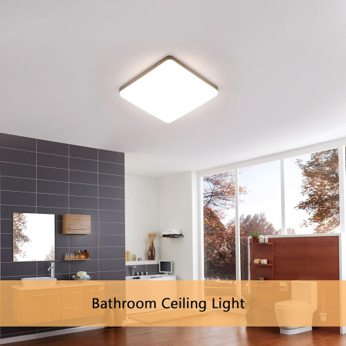 Goeco LED Ceiling Light Flat, 36W IP44 4000K, Modern Ceiling Lighting Square 2
