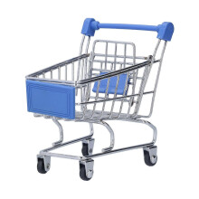 Mini Supermarket Handcart Blue Exquisite Wide Application Sturdy Durable Mini Shopping Cart for Home Kitchen Office