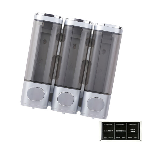 Three Outlet Soap Dispenser 900ml Contemporary Style For-Silver