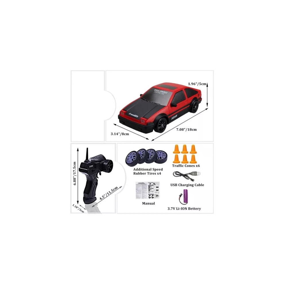 (Orange) 2.4G 1:24 4Wd Drift Rc Car, 3.7V, Gtr Model, Kids Remote Control Toy Orange 123643888122