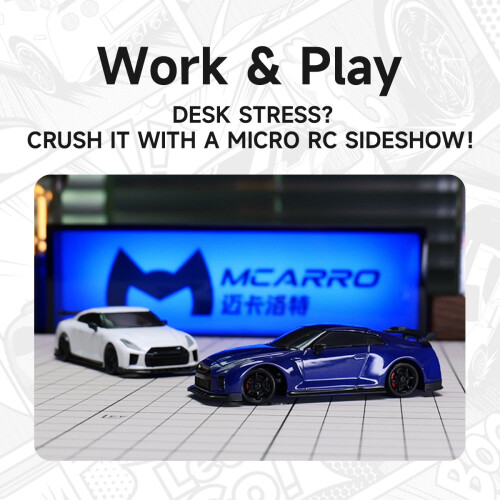 (Blue) 1/64 Mini Drift Car MC061 GTR Simulation Model Remote Control 4wd Drift Racing 2