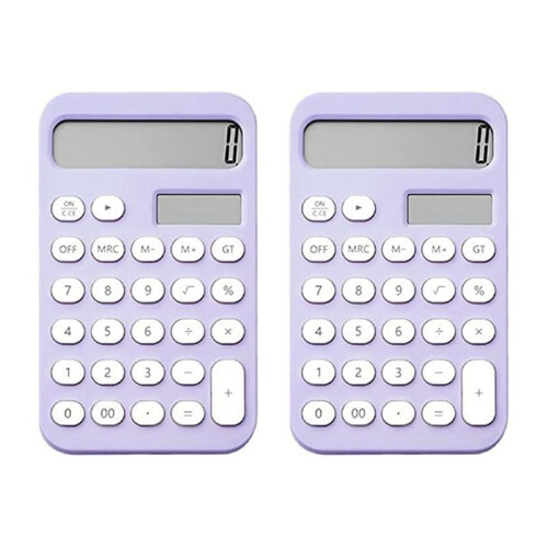 2 Pcs Desk Calculator Basic Calculator 12 Digit Pocket Calculators Desktop with LCD Display for Office and School