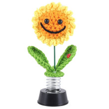 Sonnenblumen Auto Armaturenbrett Dekorationen, Armaturenbrett Bobbleheads, Gestrickte Blumen für Frauen, Auto Ornament ZubehöR