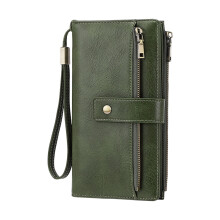 Travel Friendly Zippered Long Wallets Women's Wallet-Army Green