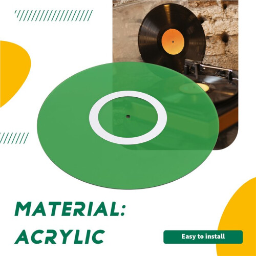 Tapete de Acrílico de 30 cm para Discos de Vinil, Reduz Ruído, Estática e Poeira, Ideal para Toca-Discos de Vinil de 12 Polegadas. 2