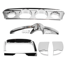 Chrome Front Gauge Stereo Accent Trim Cover Dash Panel Kit for Street Glide Electra FLHT Glide Ultra 14-23