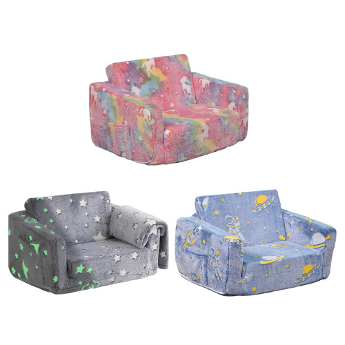 Convertible Toddler Couch Fold Up Sofa For Kids-blue space 1