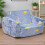 Convertible Toddler Couch Fold Up Sofa For Kids-blue space 5