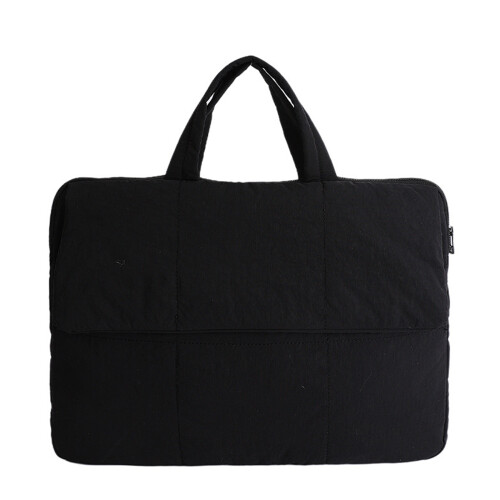 Large Capacity Computer Bag Handbag With Cotton Padded-Black